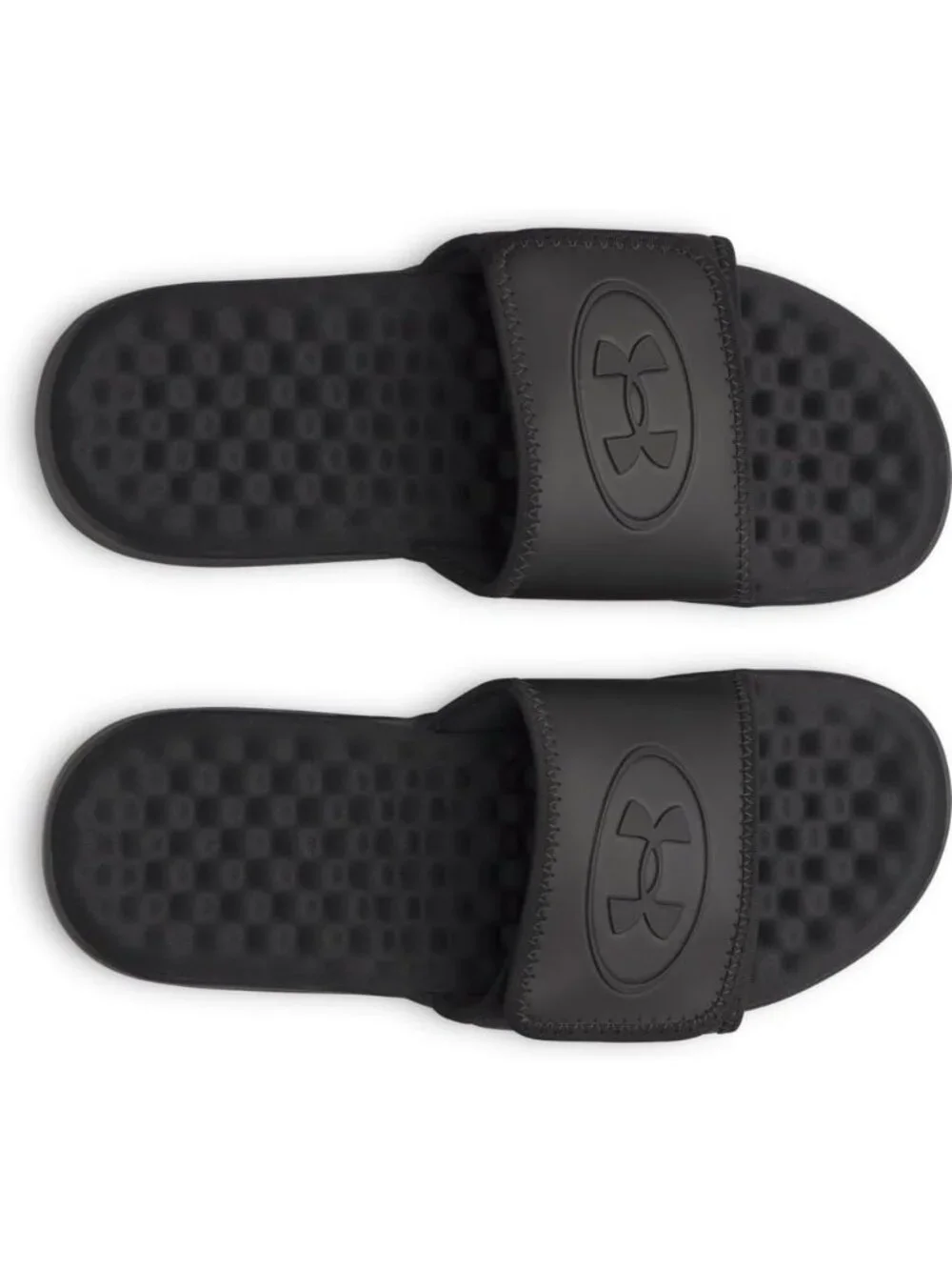 Mens All Black Ignite Pro Slide Comfort Soft Rubber Slip On Flat Sandal Shoes